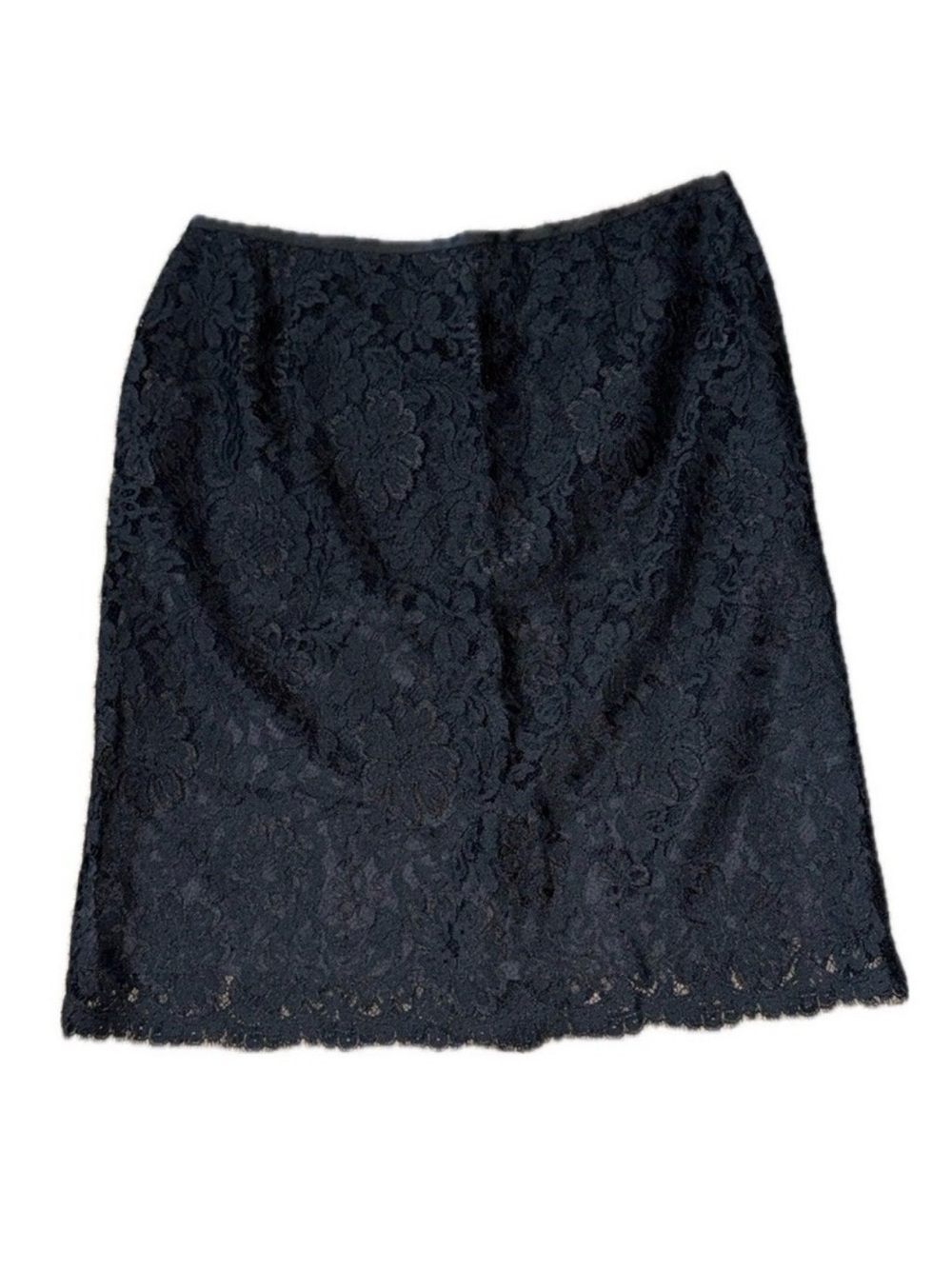 ANN TAYLOR Black Floral Lace Pencil Skirt Knee Length Lined | Women's 12